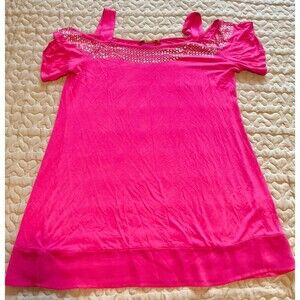 Women’s Large Pink Top Cold Shoulder Bellini Rhinestone Embellished